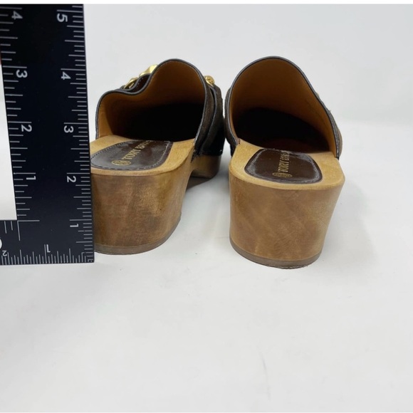 Tory Burch Womens 8 Brown Jessa Suede Horse Bit Clogs Cold Brew Leather Platform - Picture 7 of 9